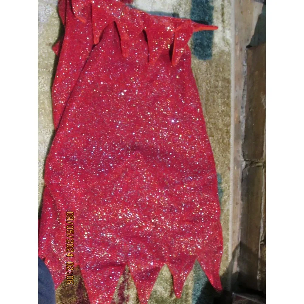 DOG HALLOWEEN COSTUME SIZE M RED DEVIL DRESS SPOOKY SCAREY SPARKLES